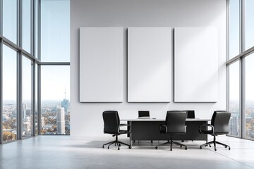 Modern meeting room with panoramic city views