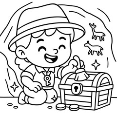 archeologist and treasure outline version