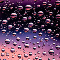 Creative macro drop pictures with different background subjects, mainly sunsets