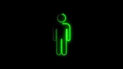 Glowing neon green silhouette of a human figure standing centered against a black background