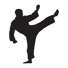Martial Arts Silhouette, Karate Kick, Sport, Self-Defense, Training, Exercise, Fitness