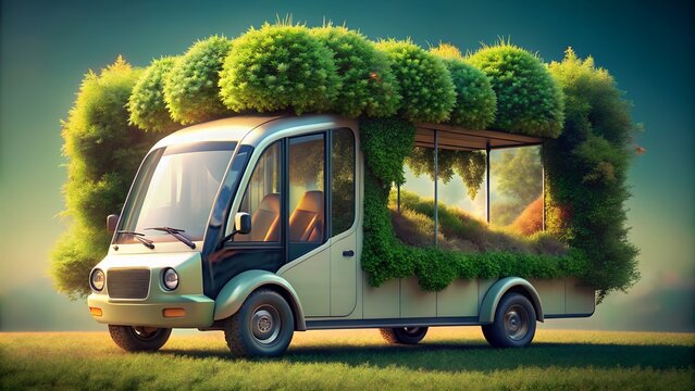 Creative Transport Concept With Animated Nature