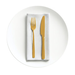 Modern place setting with gold cutlery