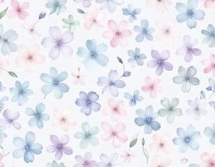 Delicate, pastel-colored flowers in a repeating pattern on a light background.