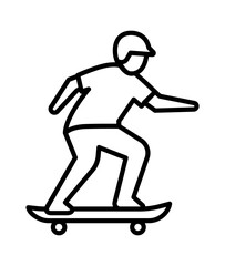 A young male skater performing a trick on a skateboard, showcasing balance and skill in a dynamic pose.
