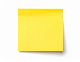 Blank yellow sticky note positioned against a white background.