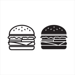 Fototapeta premium Classic burger design in outline and solid styles