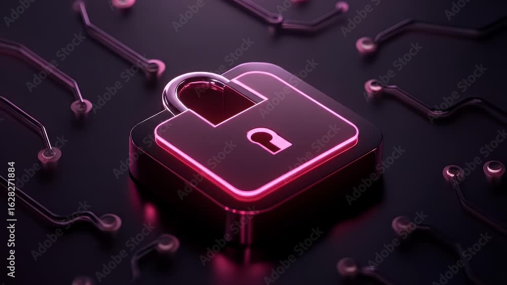 Aufkleber digital lock glowing on circuit board. data security concept