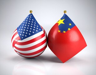 Two stylized representations of the United States and China, symbolizing relations.