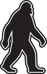 Fototapeta premium Bigfoot Silhouette with White Outline sasquatch yeti
