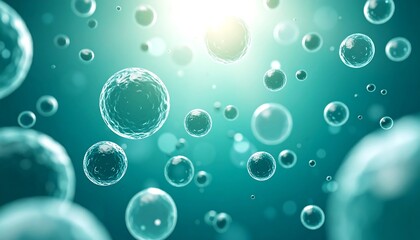 Teal Aquatic Cellular Microcosm: Illuminated Bubbles