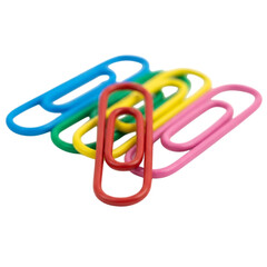 Colorful paperclips isolated on transparent background