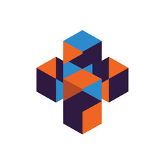 Fototapeta premium Geometric Abstract Cube Blocks Logo