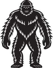Naklejka premium Black and white Bigfoot illustration with shaggy fur