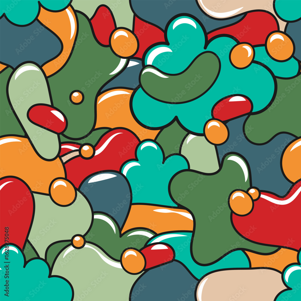 Aufkleber seamless pattern of randomly placed multicolored bubbles. vector illustration