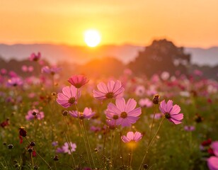 Fototapeta premium Sunrise cosmos field (1)