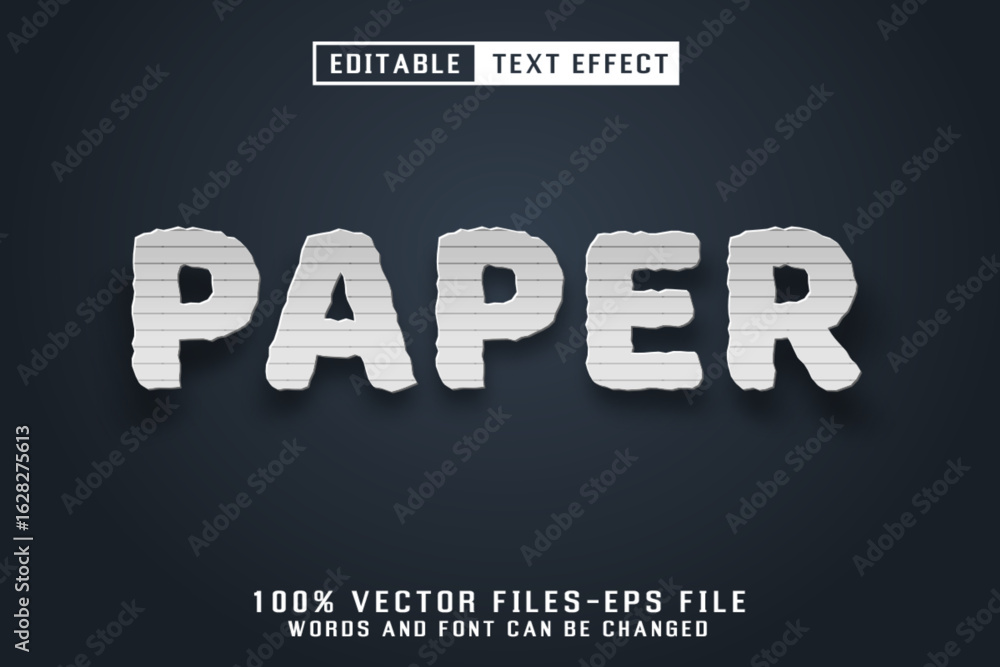 Poster paper 3d text - editable text effect premium vector