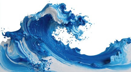Abstract wave of blue and white paint