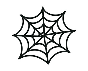 Geometric symmetrical spiderweb with radial lines, perfect for Halloween icons, patterns, or spooky backgrounds. Vector illustration.