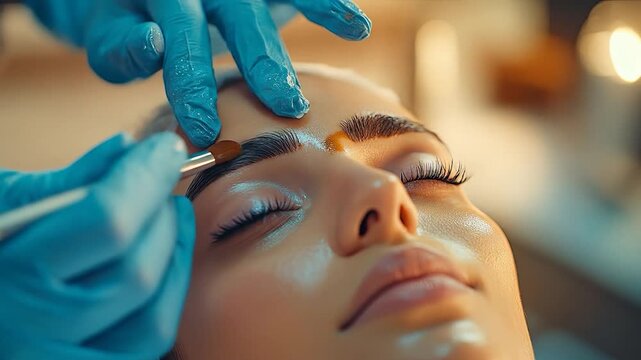 Brow lamination with beauty salon.