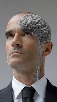 illustrating of a human brain on a human body. Use visual elements that represent these functions