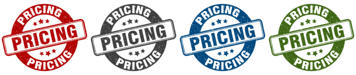 pricing stamp. pricing round stamp set isolated on white background
