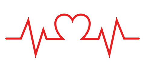 heart rate pulse graph. heartbeat line symbol. ECG, EKG test report. vector illustration on transparent background.