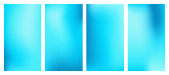 Obraz premium Set of winter wallpapers with soft gradient mesh and grainy texture. Cool aesthetic blue, white tones modern frosty backgrounds.