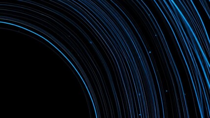 Abstract rendering of neon blue lines arcing across a dark, contrasting background - Powered by Adobe