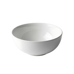 A clean, empty white ceramic bowl, isolated on a transparent background, perfect for food presentation or kitchen use