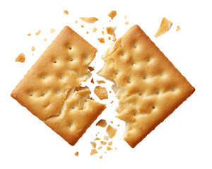 Cracked golden cracker with crumbs