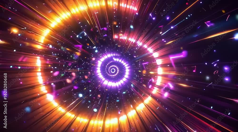 Aufkleber a spiral of colorful lights with musical notes in the middle. the notes are in different colors and 