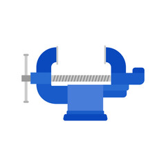 vise clamp work tool flat design vector illustration isolated on white background. bench vise used by engineers in mechanical workshops Engineering tools