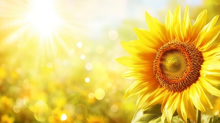 Obraz premium Yellow sunflower is the main focus of the image