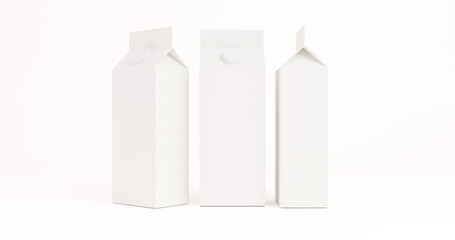 Variety of Milk Cartons Displayed on White Background with Soft Shadows