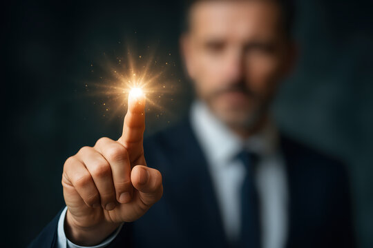 Concept touch and contact ignite idea and innovation inspiring success with glowing magical energy to create new possibilities