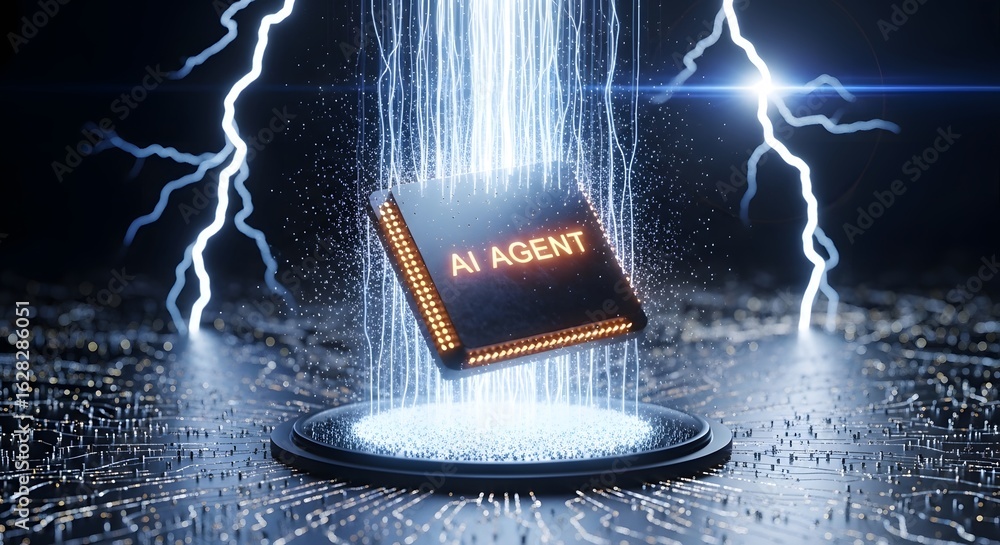 Aufkleber experience the future of intelligence with this dynamic ai agent concept, powered by lightning-fast 