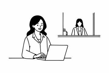 Portrait of young it Latino language specialist Hispanic business woman working on laptop pc sitting at desk in modern office smiling at camera. Middle eastern woman using computer technology to work 