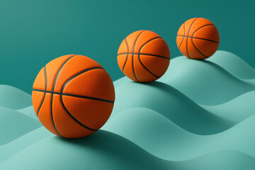 Arrangement and element in perfect position convey sport game movement energy and activity with vibrant basketballs