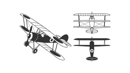 Vintage Airplanes in Black and White Drawing © jexsiam