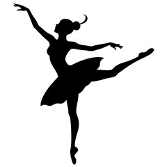 Ballet dancer silhouette in mid pirouette with arms extended © Anika