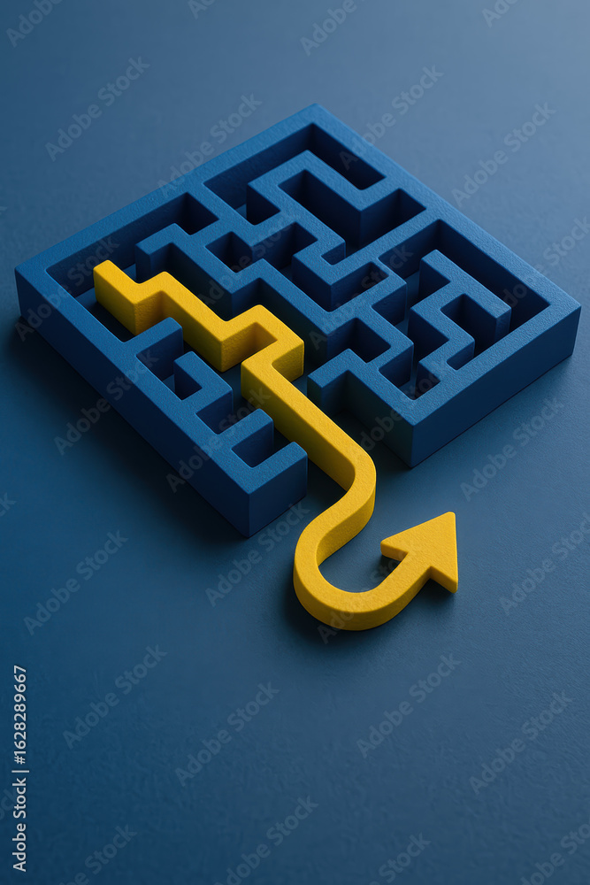 Poster concept solve problem solution and maze inspire creative navigation and strategic thinking to find s