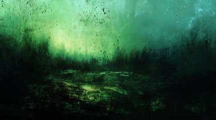 Abstract Green Battlefield Concept Inspired by Dark Textures and Mysterious Atmospheres with Depth and Emotion