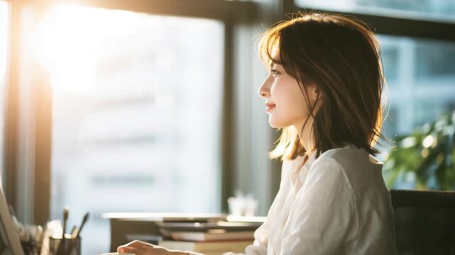 休憩をする女性社員