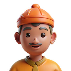 3d orange man with a helmet