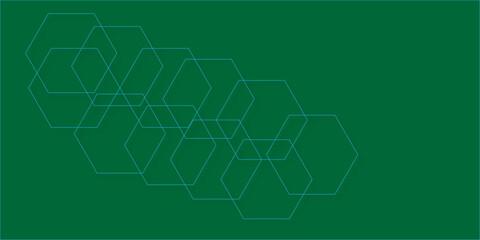 Abstract green background with hexagons.  Abstract blue hexagon or digital technology background. Vector abstract graphic design banner pattern presentation background web template.
