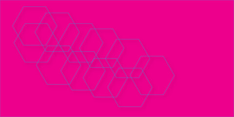 Abstract pink background with hexagons.  Abstract blue hexagon or digital technology background. Vector abstract graphic design banner pattern presentation background web template.
