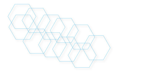 Abstract white background with hexagons.  Abstract blue hexagon or digital technology background. Vector abstract graphic design banner pattern presentation background web template.