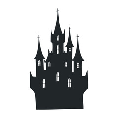 Haunted castle adventure fantasy land digital art dark atmosphere creative imagery. Vector illustration