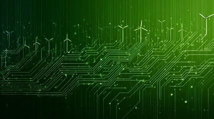 Green Technology Circuit Lines Representing Eco-Friendly Innovation and Sustainable Energy Solutions